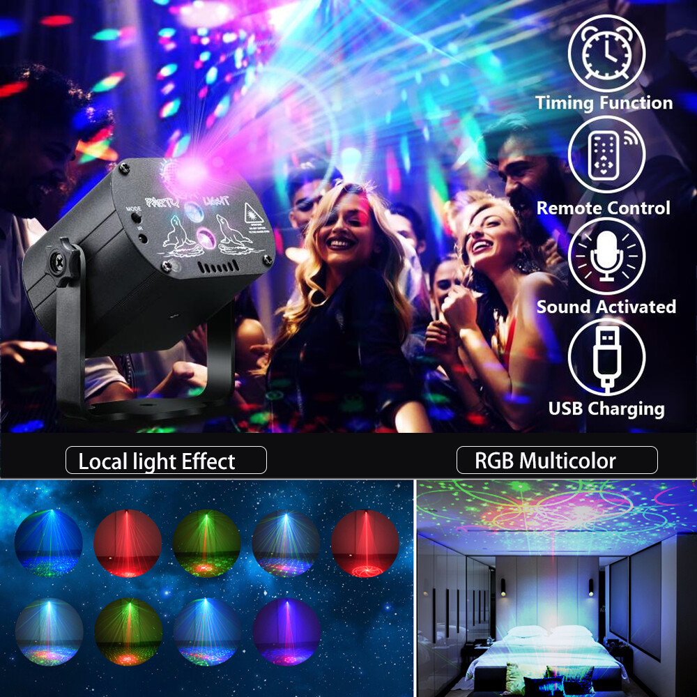 1024Pattern DJ Disco Stage Party Lights Laser Light RGB Strobe Projector &Remote