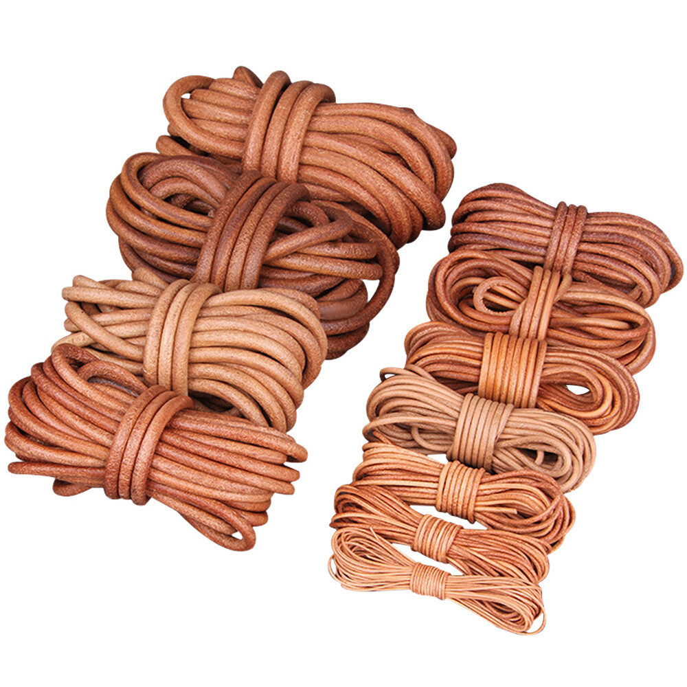 Round Cow Leather Cord Lace Rope Weave String for Necklace Bracelet Bag 16FT