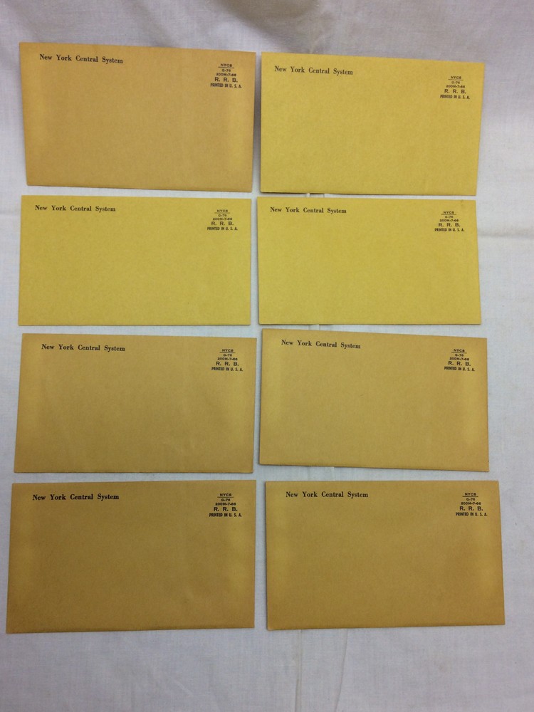 8 Vintage New York Central System Envelopes Not Used
