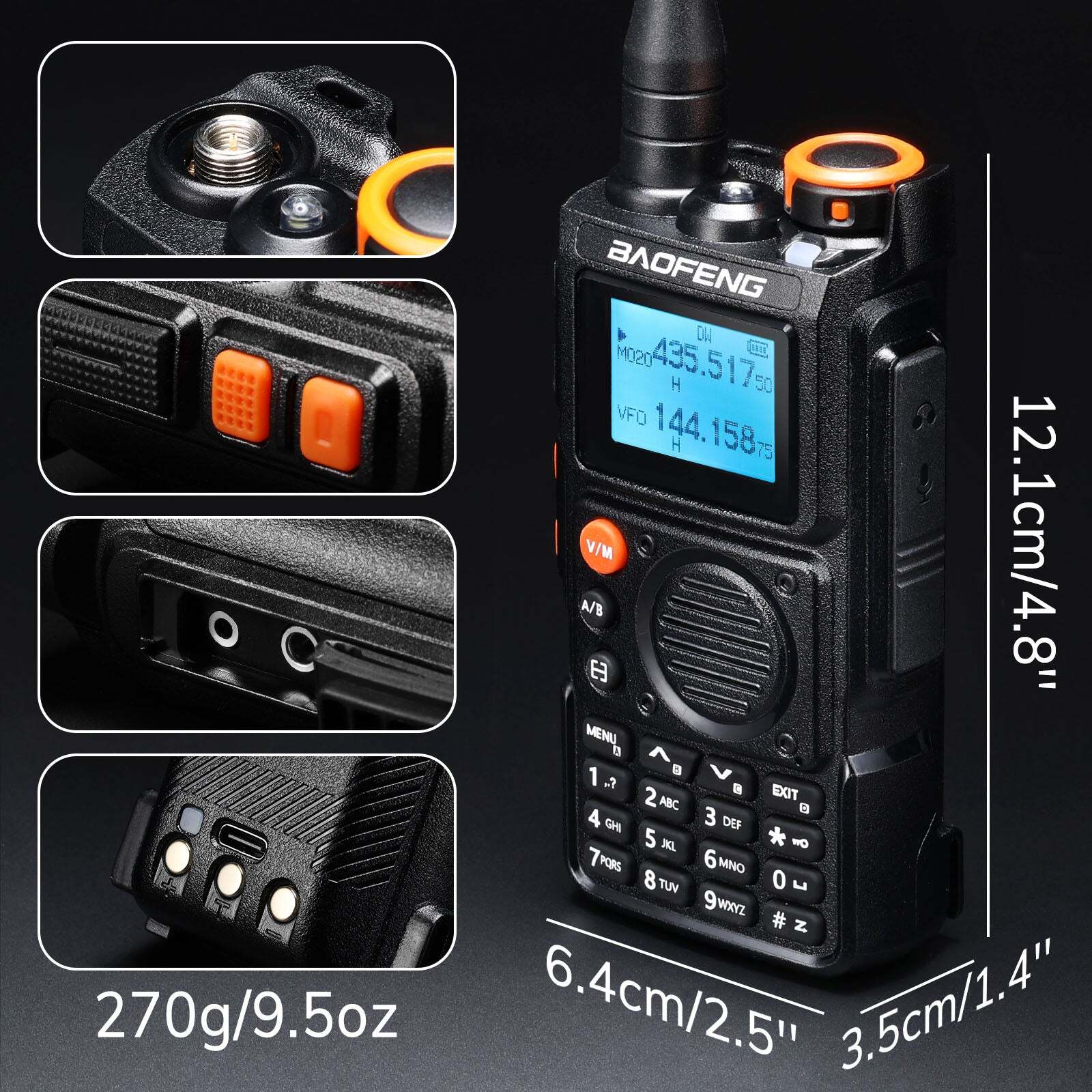 [2 Packs] Baofeng K6 5W Tri-Band Ham Radio UHF/VHF/1.25M/NOAA/FM/Air Receiver