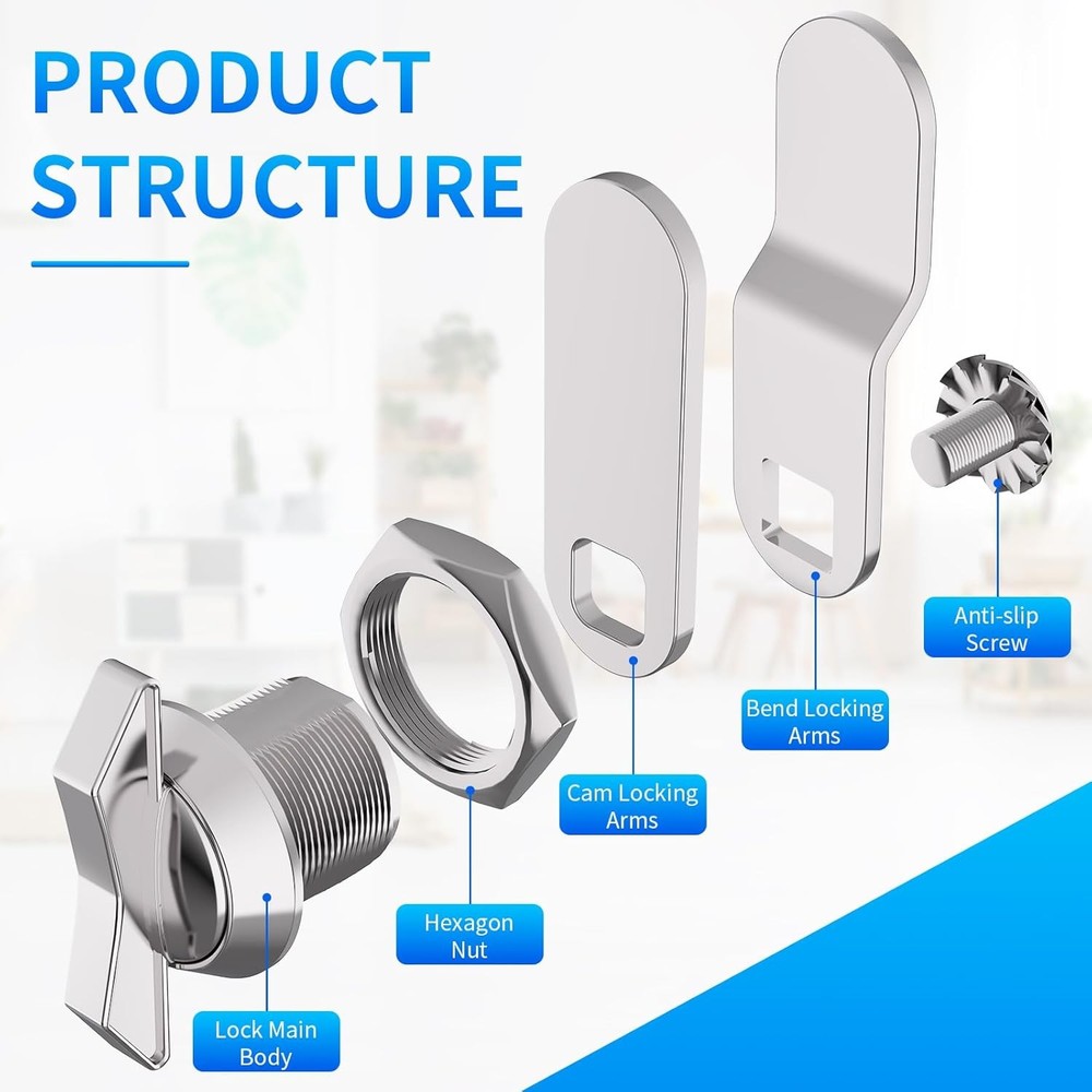 5/8 Inch Thumb Operated Offset Cam Lock, 5Pcs Keyless Compartment for Silver