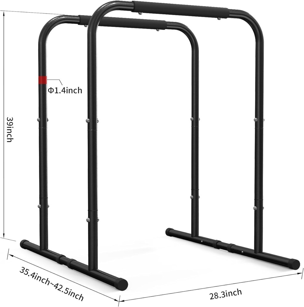 Versatile Pull Up Dip Station for Home Gym - Adjustable Height, Floor Protection