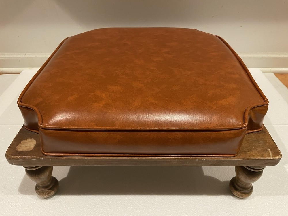 Vintage Ethan Allen Stackable Foot Stools Pair Leather 17” Mid Century Modern
