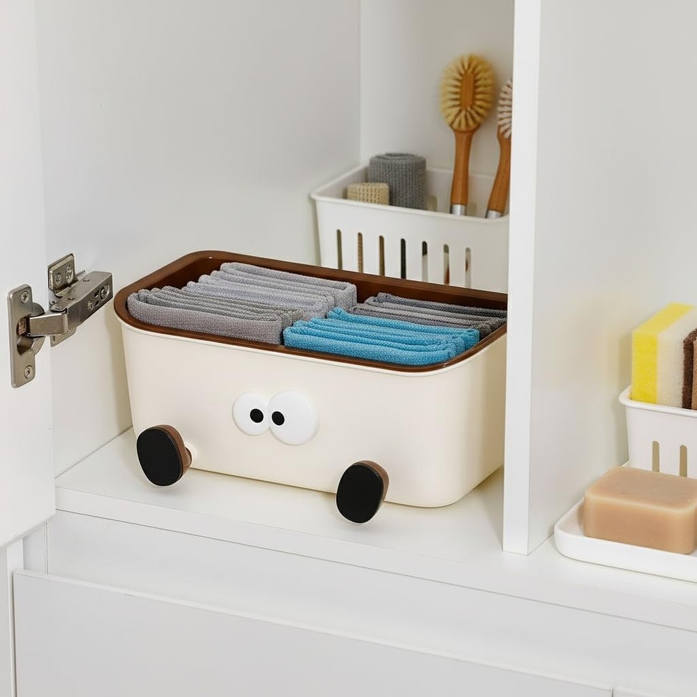 NINEWEEN 2 Pack Kitchen Accessories Storage Container, Plastic 2 Pack, Beige