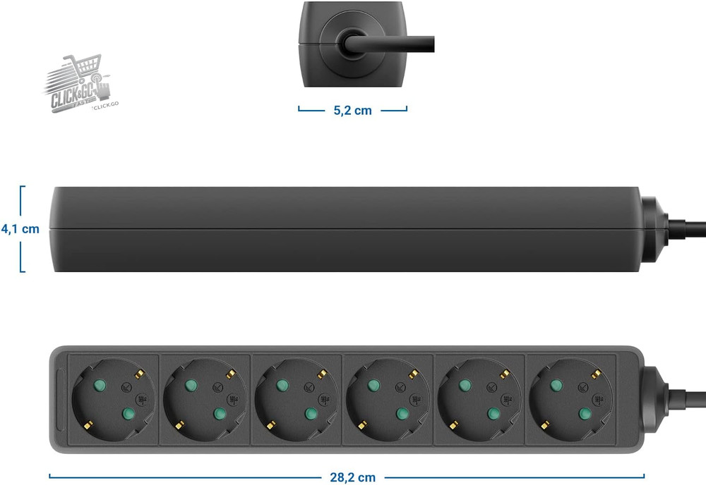 6 Outlet Compartments With Flat Connector Electrical Cable for Inter