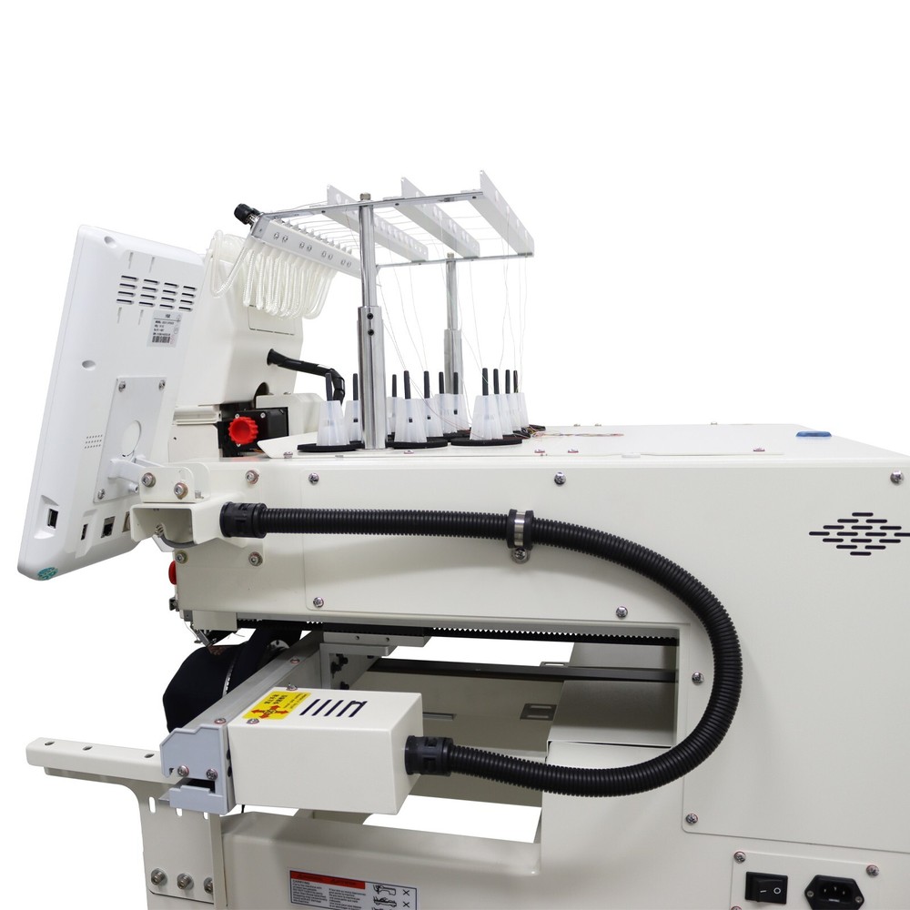12 Needle Single head Embroidery Machine w/LCD Touch Screen LED Position Light