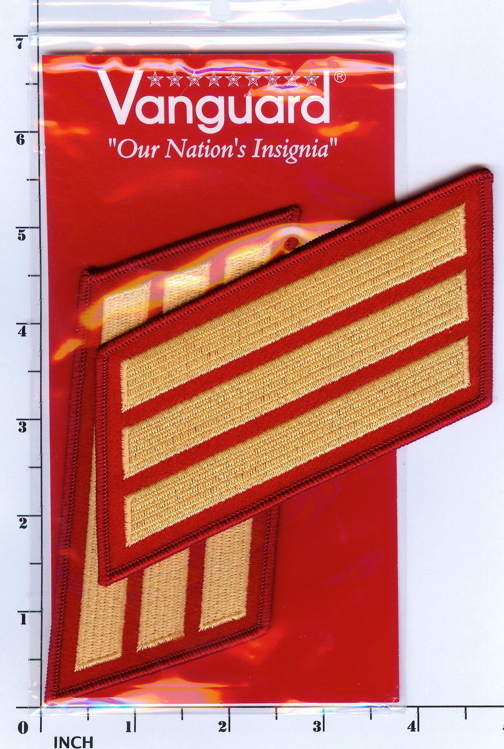 USMC 3 Bars gold/red HASH MARKS Service Stripes PATCH set Marines Chevrons Blues