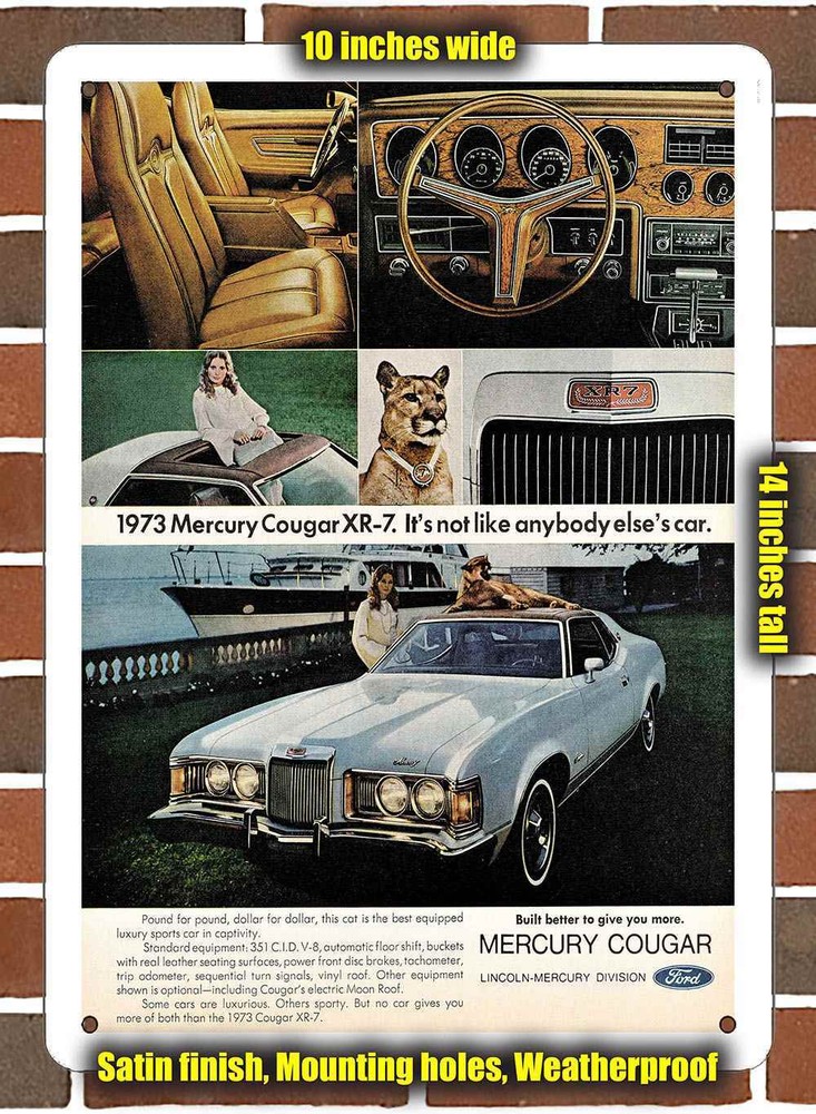 Metal Sign - 1973 Mercury Cougar - 10x14 inches