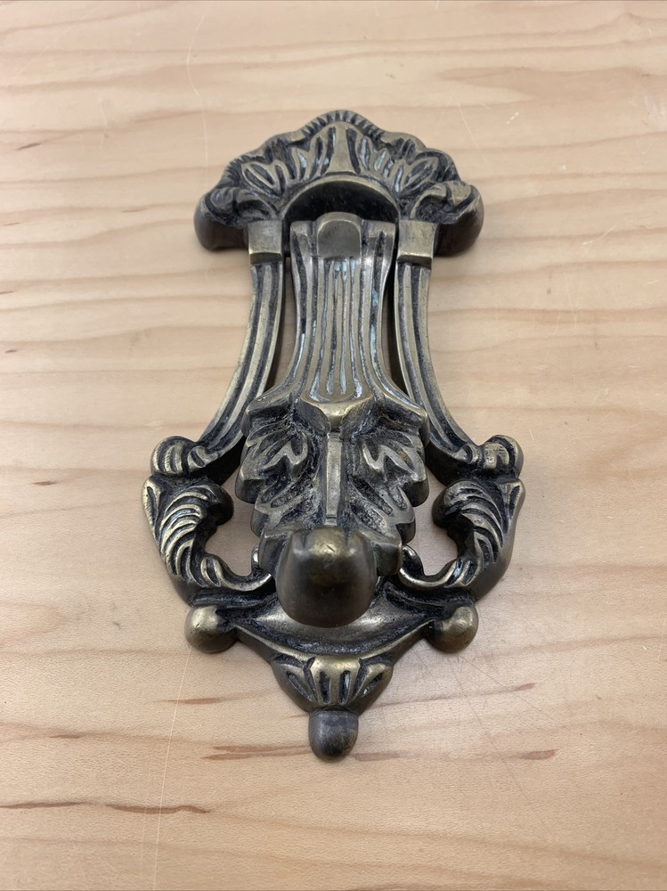 Vintage Classical Acanthus Leaf Brass Door Knocker .