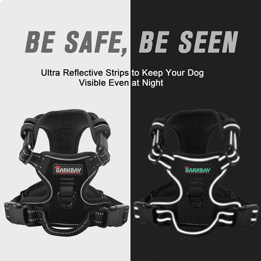 No Pull Dog Harness Front Clip Heavy Duty Reflective Easy Control Handle Large