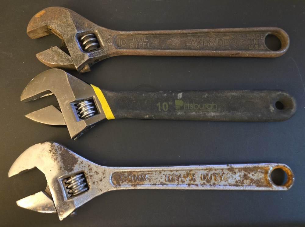 10 In. Steel Adjustable Wrenches x3