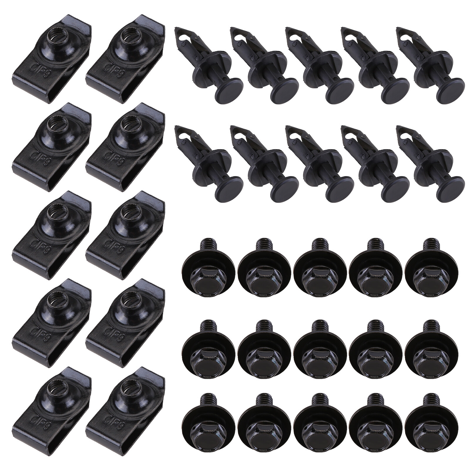 For Nissan 35 Pcs Body Bolts & U-nut Clips- M6 Engine Under Cover Splash Shield