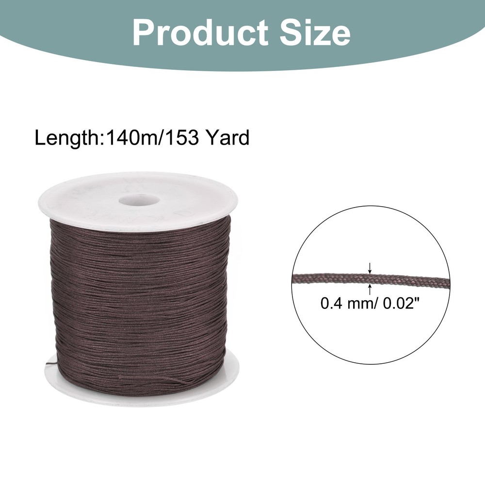 0.4mm Nylon String for Bracelets, 153 Yard Nylon Beading Thread Coffee Brown