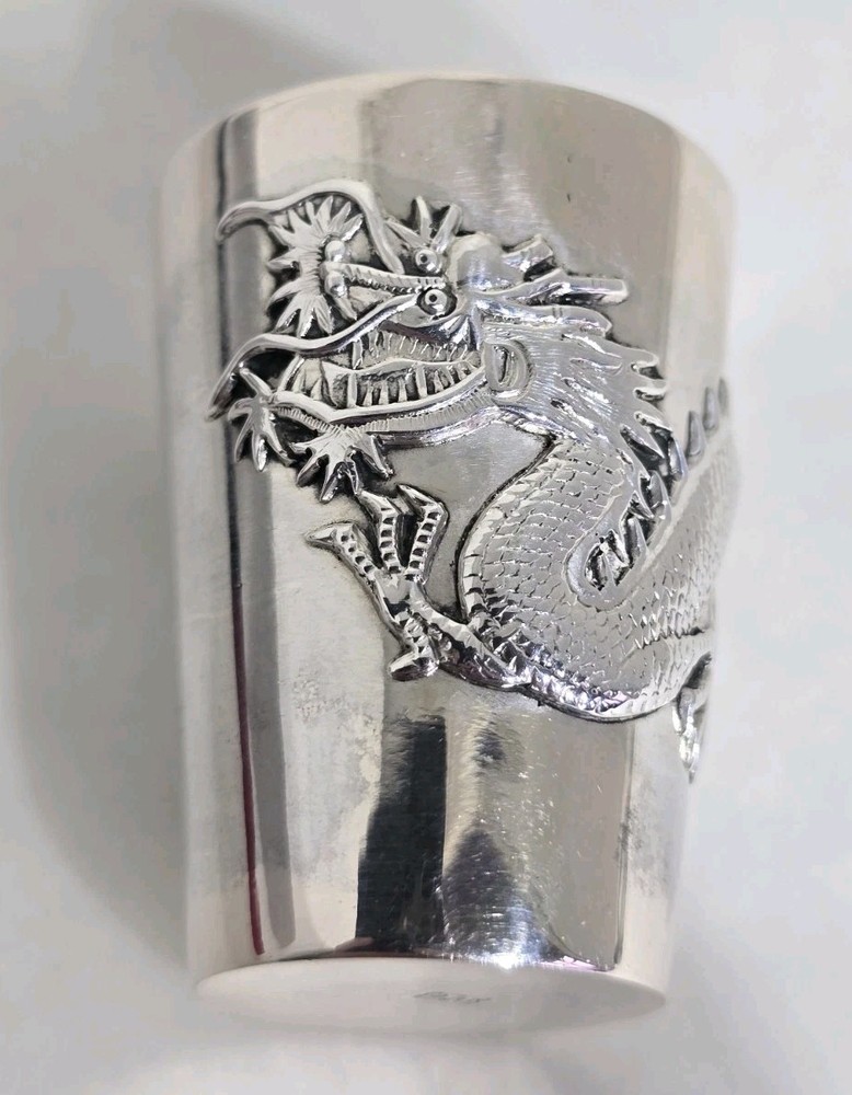 Antique Chinese Export silver beaker. By Tuck Chang & Co. Late C19th
