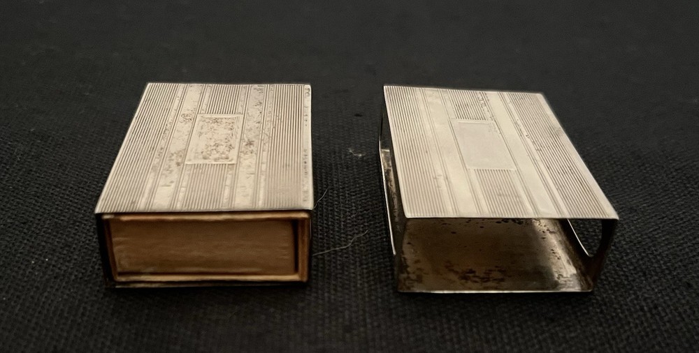 Pair Art Deco STERLING SILVER Matchbox Covers No Monograms