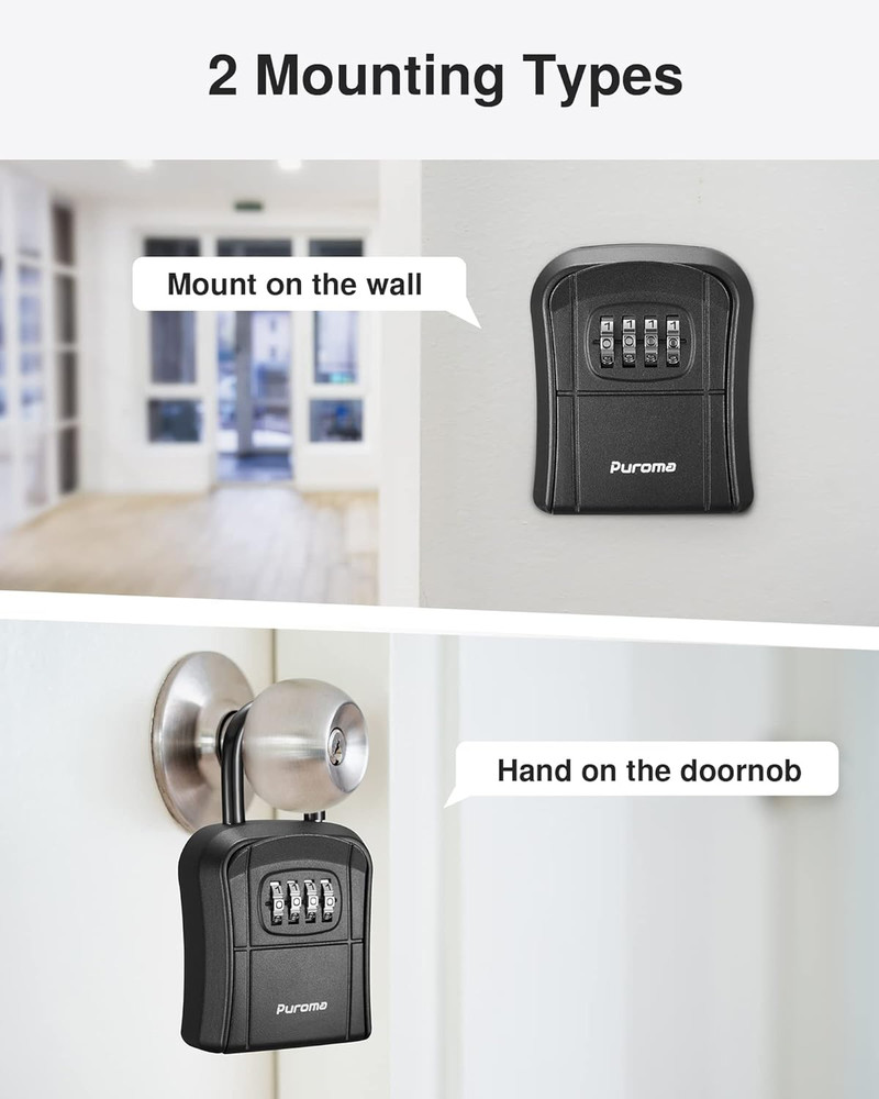 Key Lock Box, Portable Combination Lockbox Wall-Mounted Key Storage Box for Hous