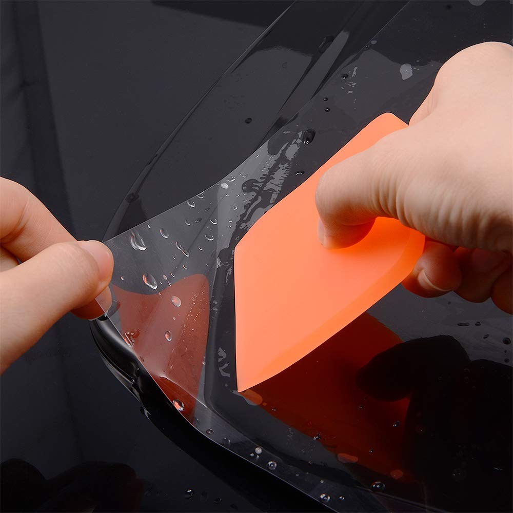 EHDIS Small Squeegee 2pcs Soft Rubber PPF Wrapping Scraper Orange