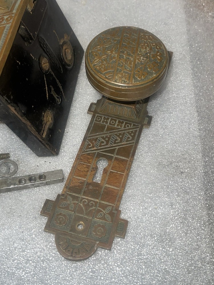 Antique Mortise Lock & Key, Door Knobs, Backplates, by Corbin