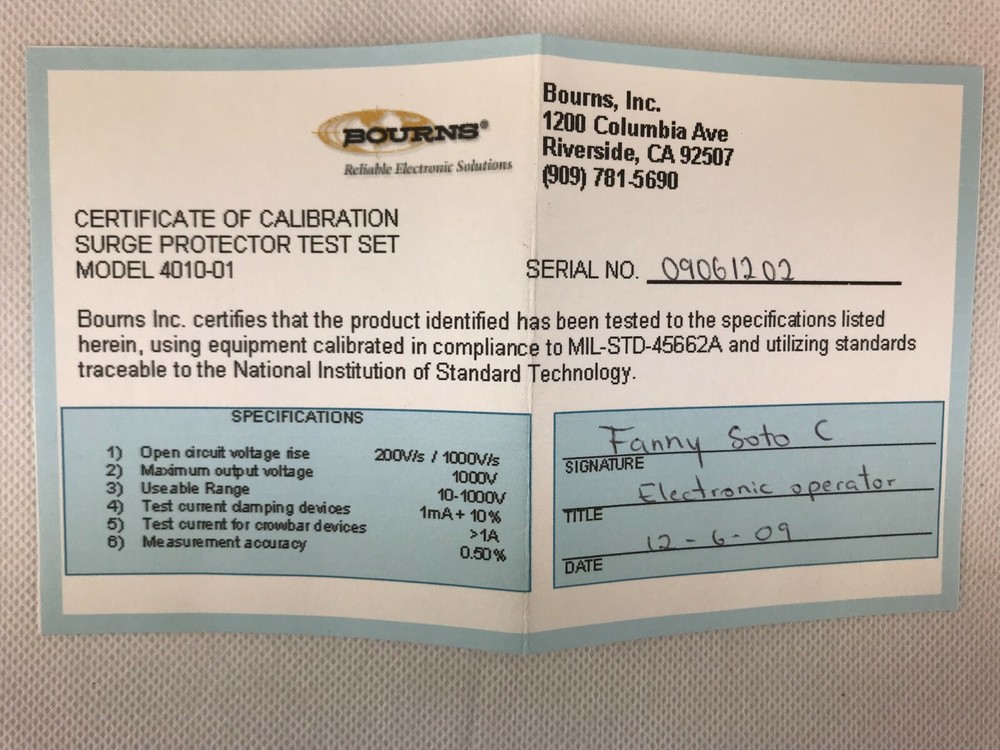 Bourns 4010-01 Surge Protector Test Set