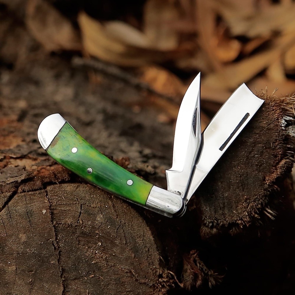 Two Blade Folding / Pocket Knife with ( Camel Bone Handle )