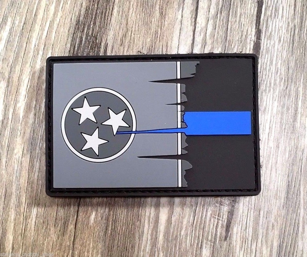 Subdued Tattered Tennessee State Flag Thin Blue Line PVC Patch