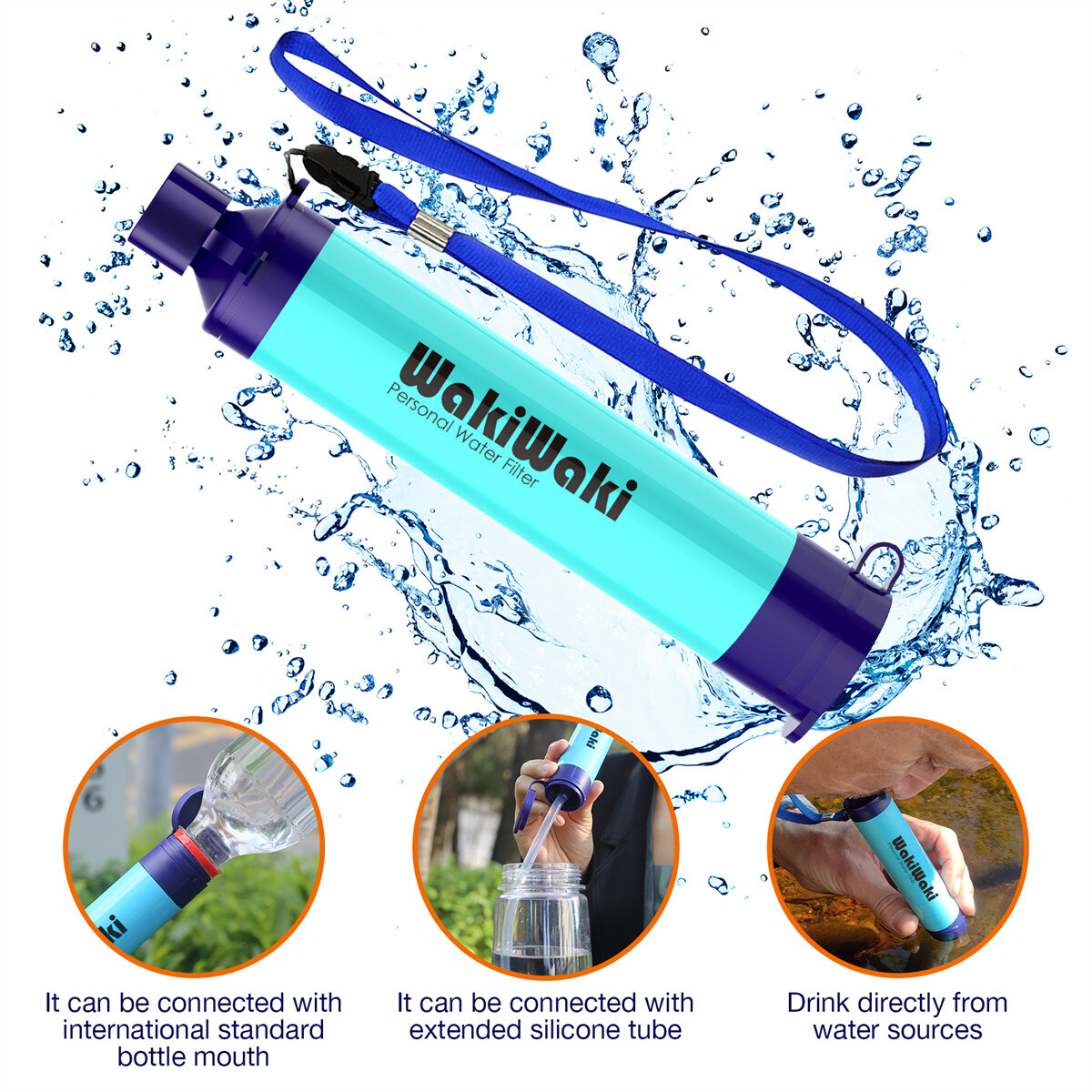 2Pack Portable Water Purifier Straw 5000L Outdoor Survival kit Emergency Camping