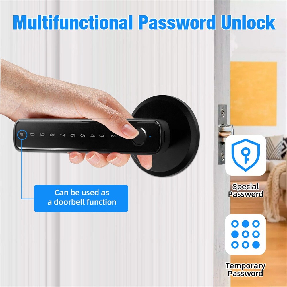 KERUI Smart Door Lock Handle Biometric Electronic Keyless Entry Lock TUYA APP