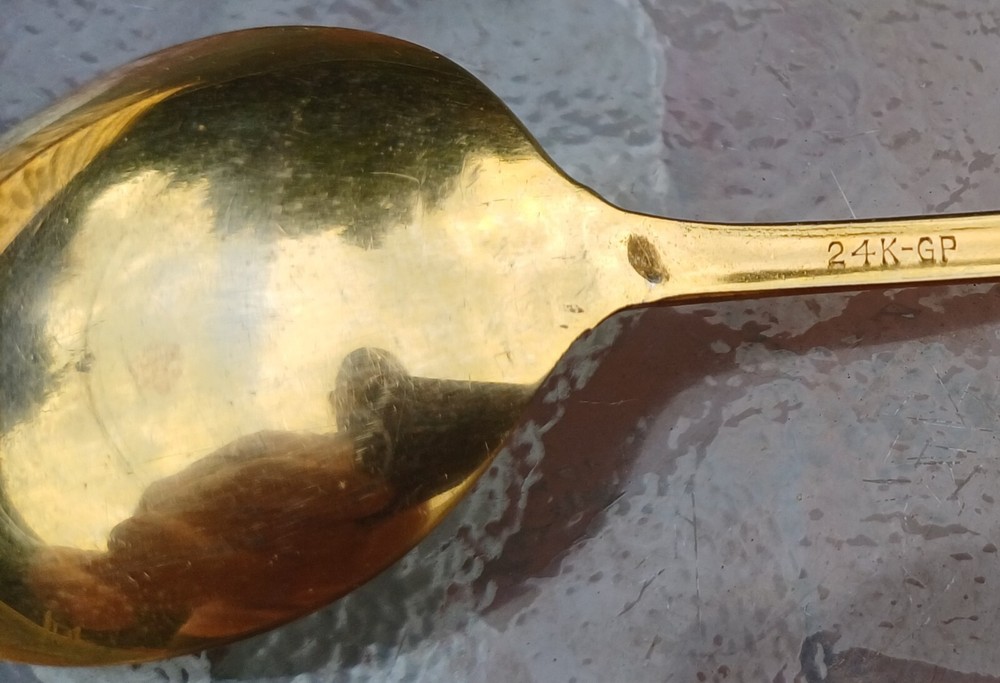24 KT GOLD PLATED CANDY DISH WITH SPOON