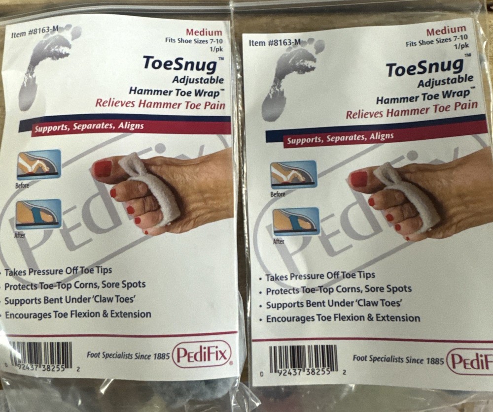 2 Pedifix ToeSnug Hammer Toe Wraps Medium