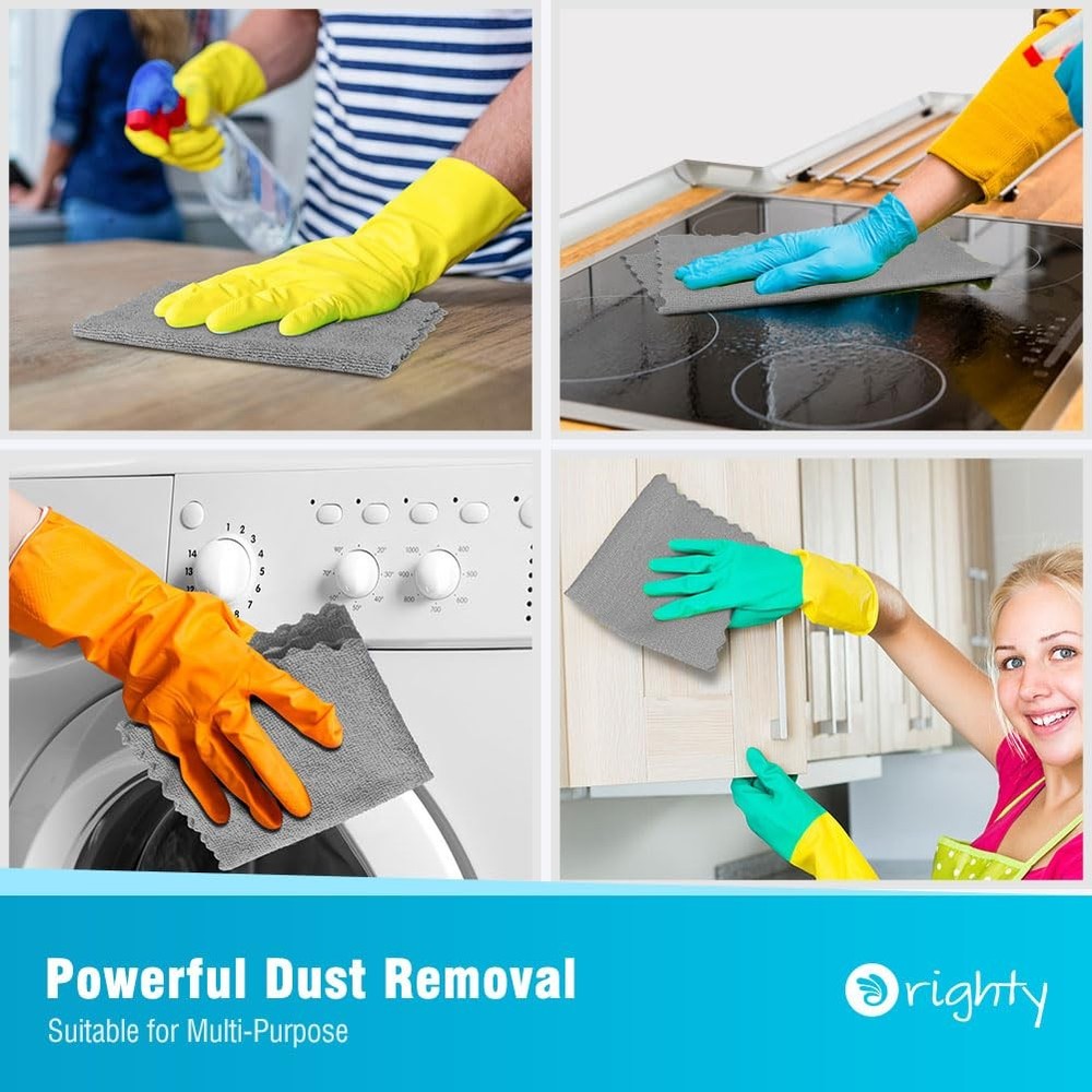 Orighty Grey Microfiber Cleaning Cloth, 24 Pack Highly Absorbent Cleaning Rag...