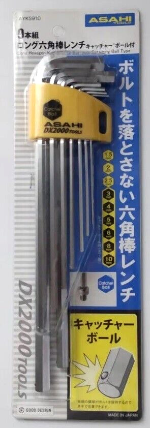 ASAHI LONG HEX WRENCH SET BALL CATCHER TYPE  AYKS910