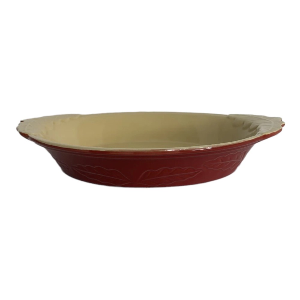 Nantucket 14" Oval Casserole Serving Dish with Handles Leaf Pattern Autumn Fall