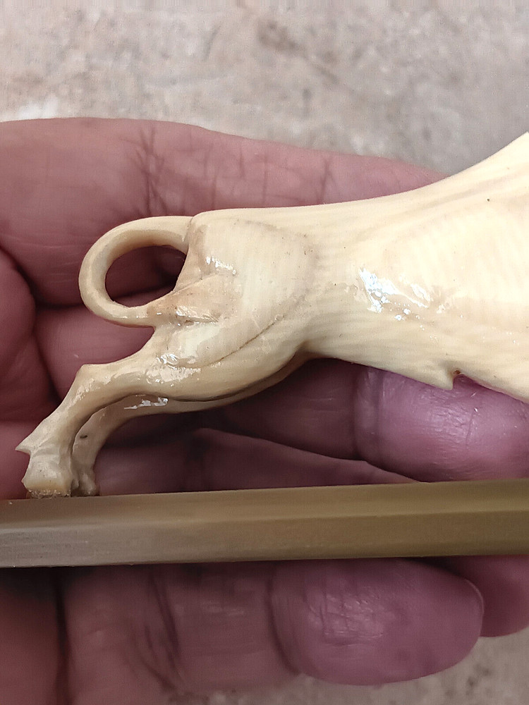 CELLULOID BULL on Green CATALIN Bakelite Base - MCM Plastics