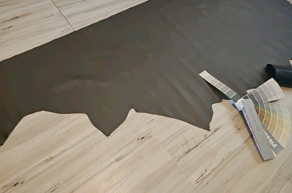 3-4oz BLACK GRAY FULL GRAIN LEATHER HIDE SOFT MATTE SIDE SHEET,PANEL 19+sqf