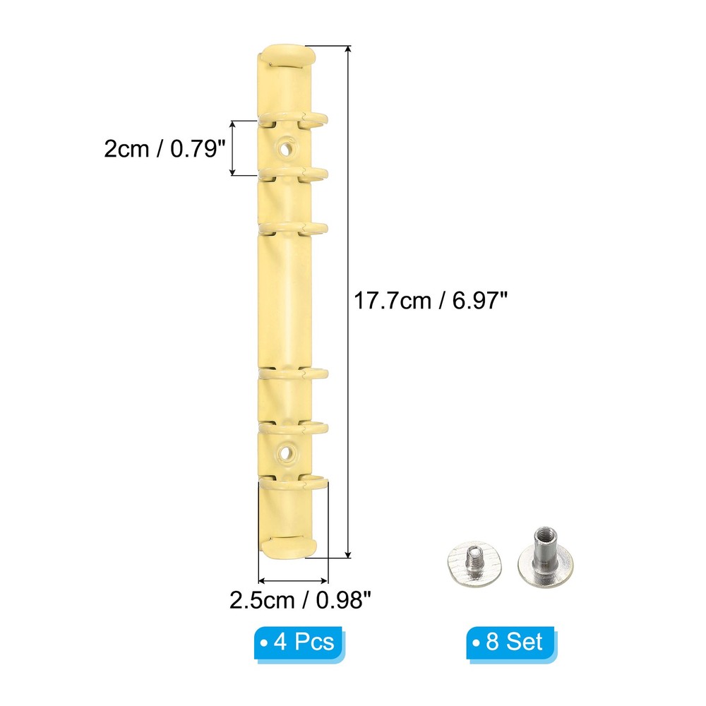 A6 Ring Binder Mechanisms, 4 Set 6-Hole Replacement Binder Planner, Yellow