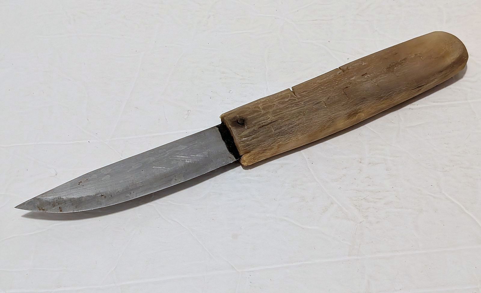 Antique Primitive Handmade Knife with Bovine Bone/Horn Handle