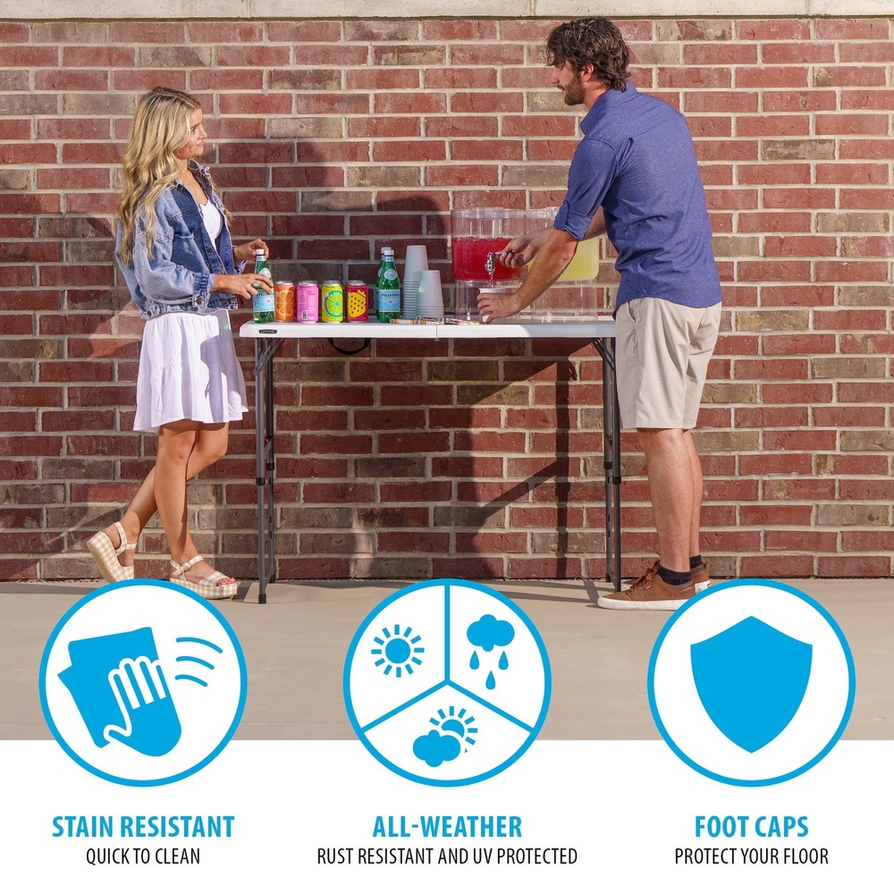 4-Foot Fold-in-Half Adjustable Table Residential
