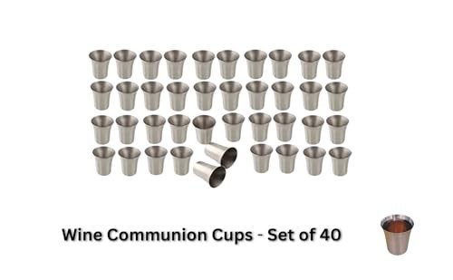 Stainless Steel Communion Tray with 40 Cups - Matte Finish Wine Server