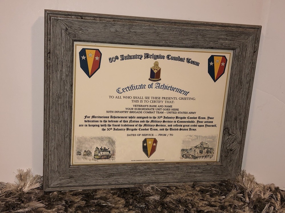50TH INFANTRY BRIGADE COMBAT TEAM - COA / (COMMEMORATIVE CERTIFICATE)