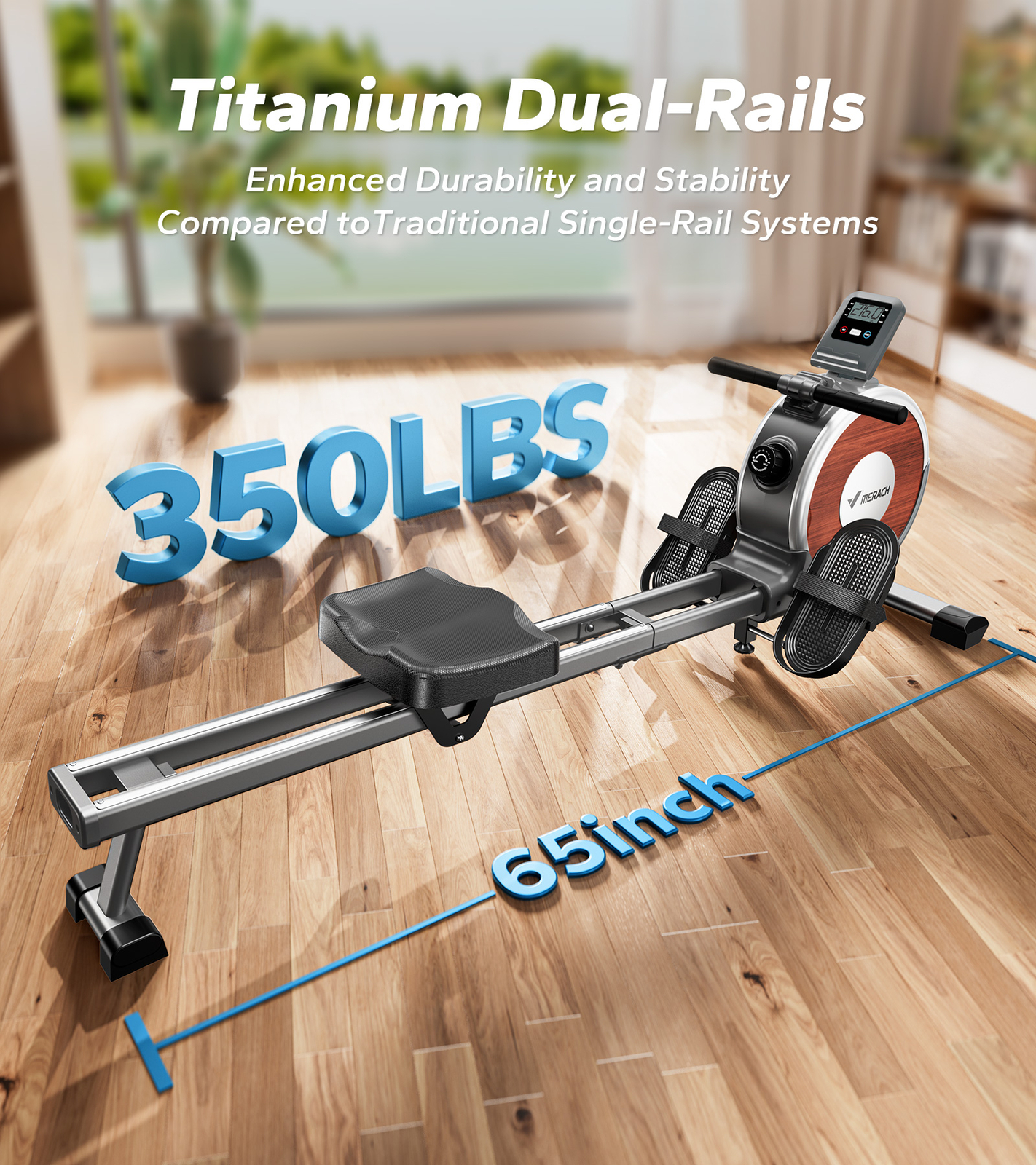 MERACH Q1S Magnetic Rowing Machine 16 Levels of Quiet Resistance Dual Slide Rail