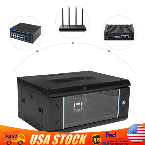 Modern Enclosure Rack Black With Lock Door 4U Wall Mount Network Server Cabinet