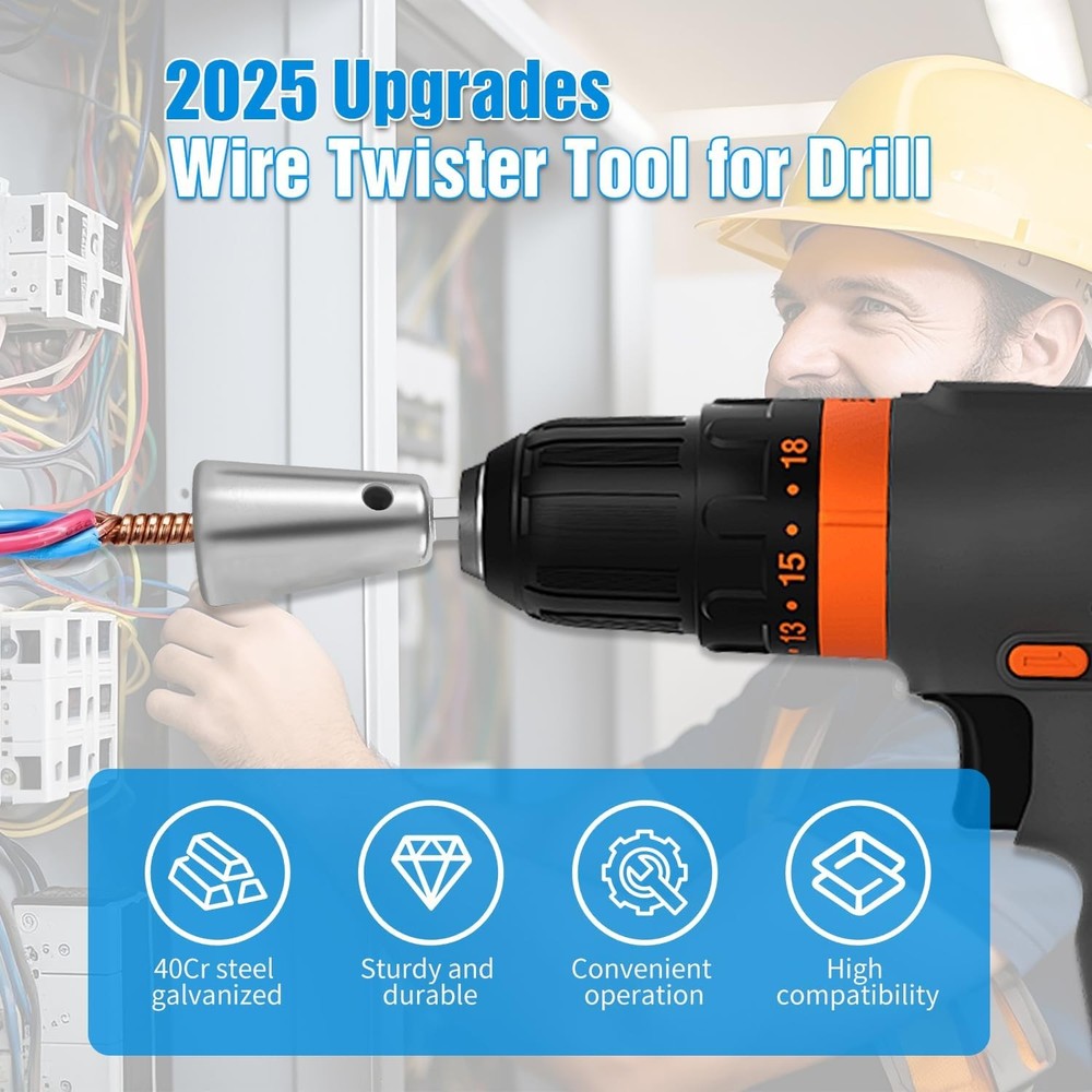 Wire Twister Tool for Drill, 2025 Upgrades Nut Silver