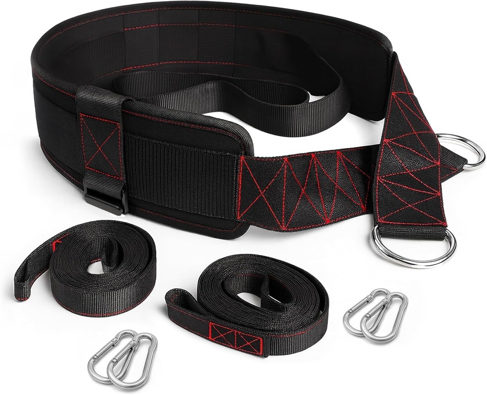 Sled Pulling Belt, Adjustable Closure, 2 Straps & 4 Hooks - for Multidirectional