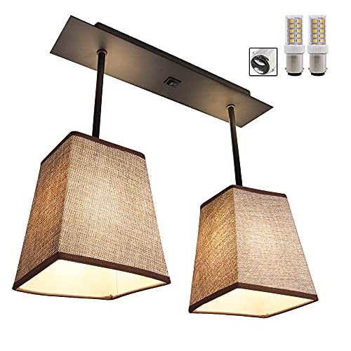 Decorative Fabric RV Light Fixture with On&Off Switch, LED Square Shape
