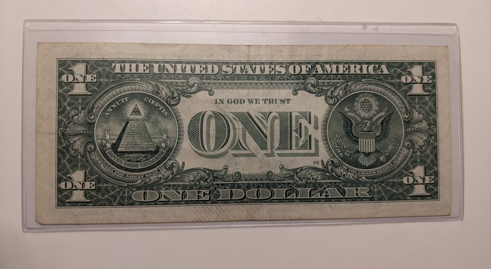 1 Dollar Bill (INK ERROR)SERIAL Numbers Are Different Colors