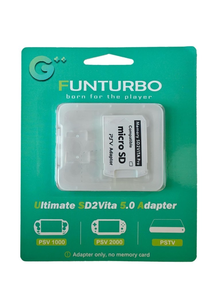 Funturbo Ultimate Version SD2Vita 5.0 Memory Card Adapter, PS 1 Pack, White