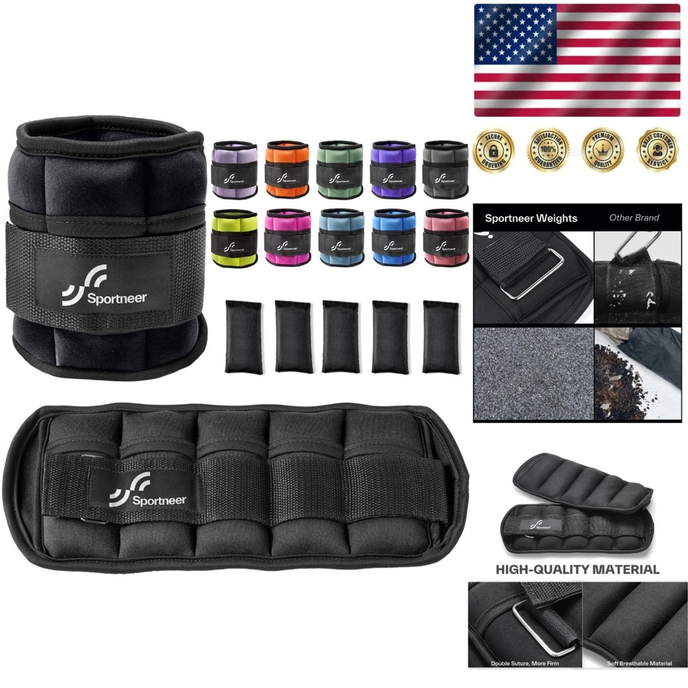 Adjustable Ankle Weights Set 2-10 lbs - Comfortable Neoprene for All Workouts