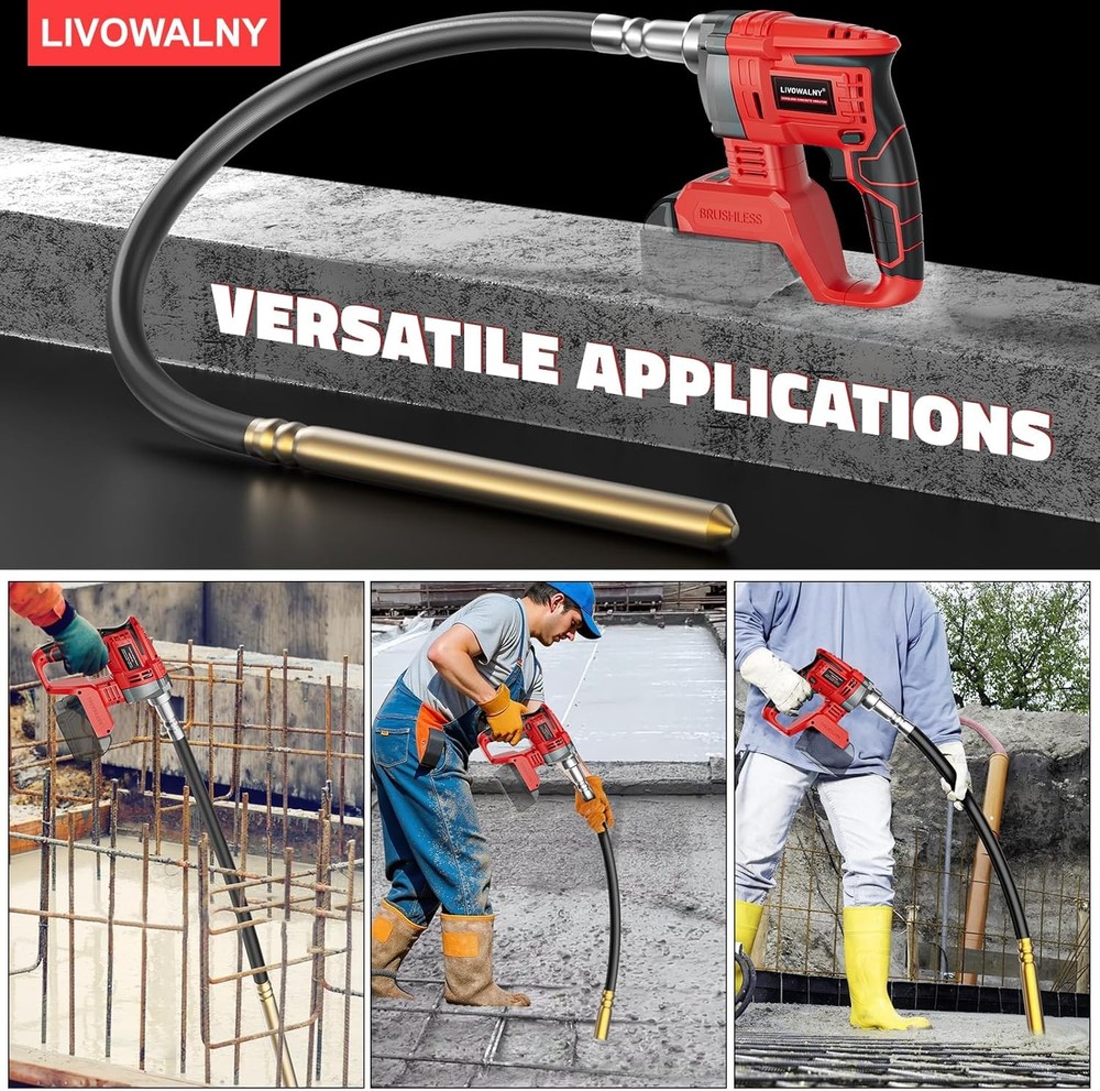 Handheld Concrete Vibrating Tool Compatible with Milwaukee 18V Battery (No Batte