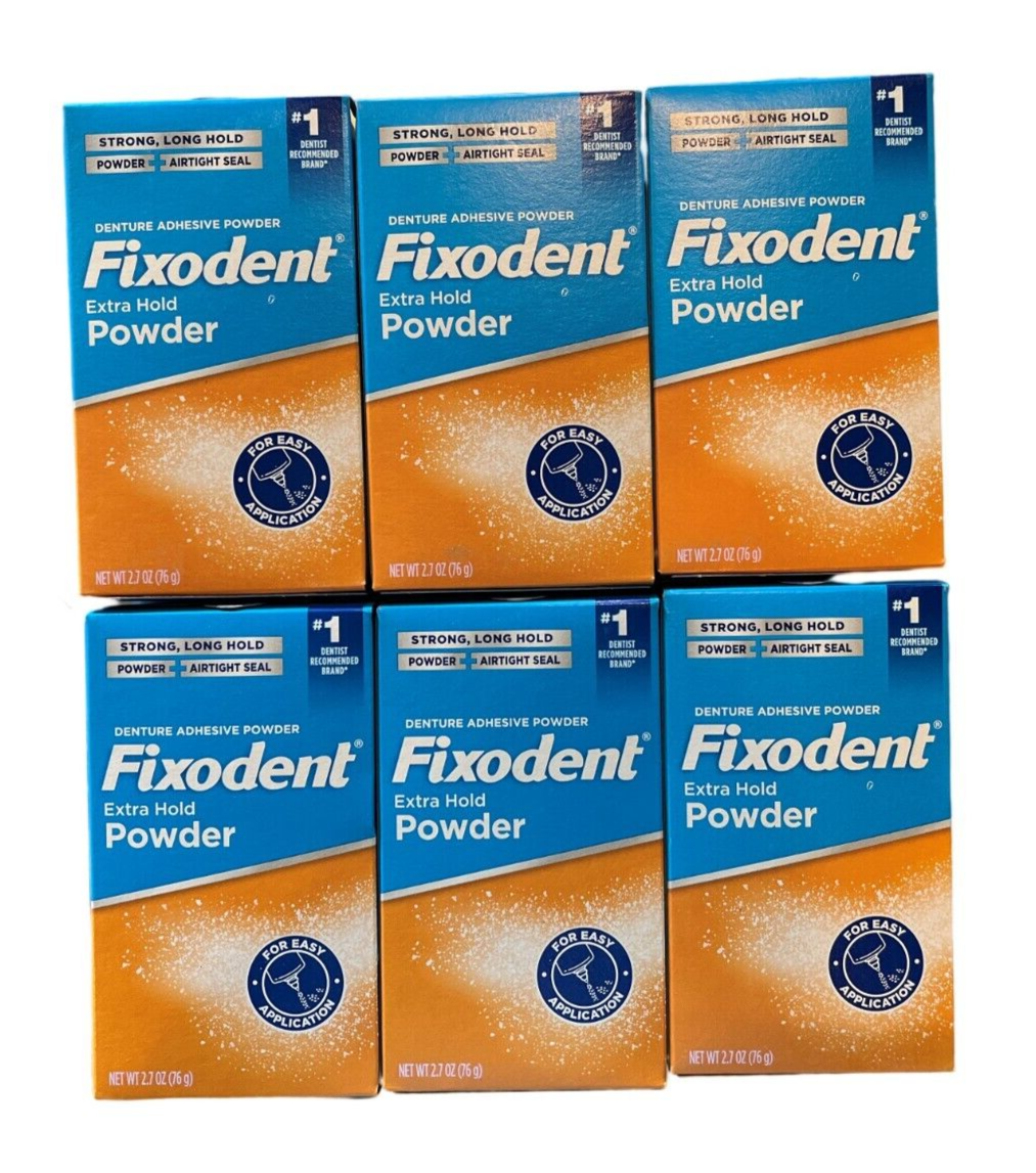 Fixodent Denture POWDER Extra Hold 2.70 oz ( 6 Pack )