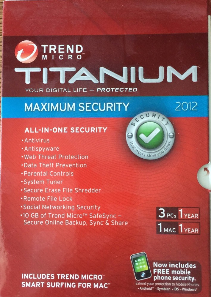 New Trend Micro Titanium Maximum Security 2012 - 3 PCs/1 Mac-1 Year